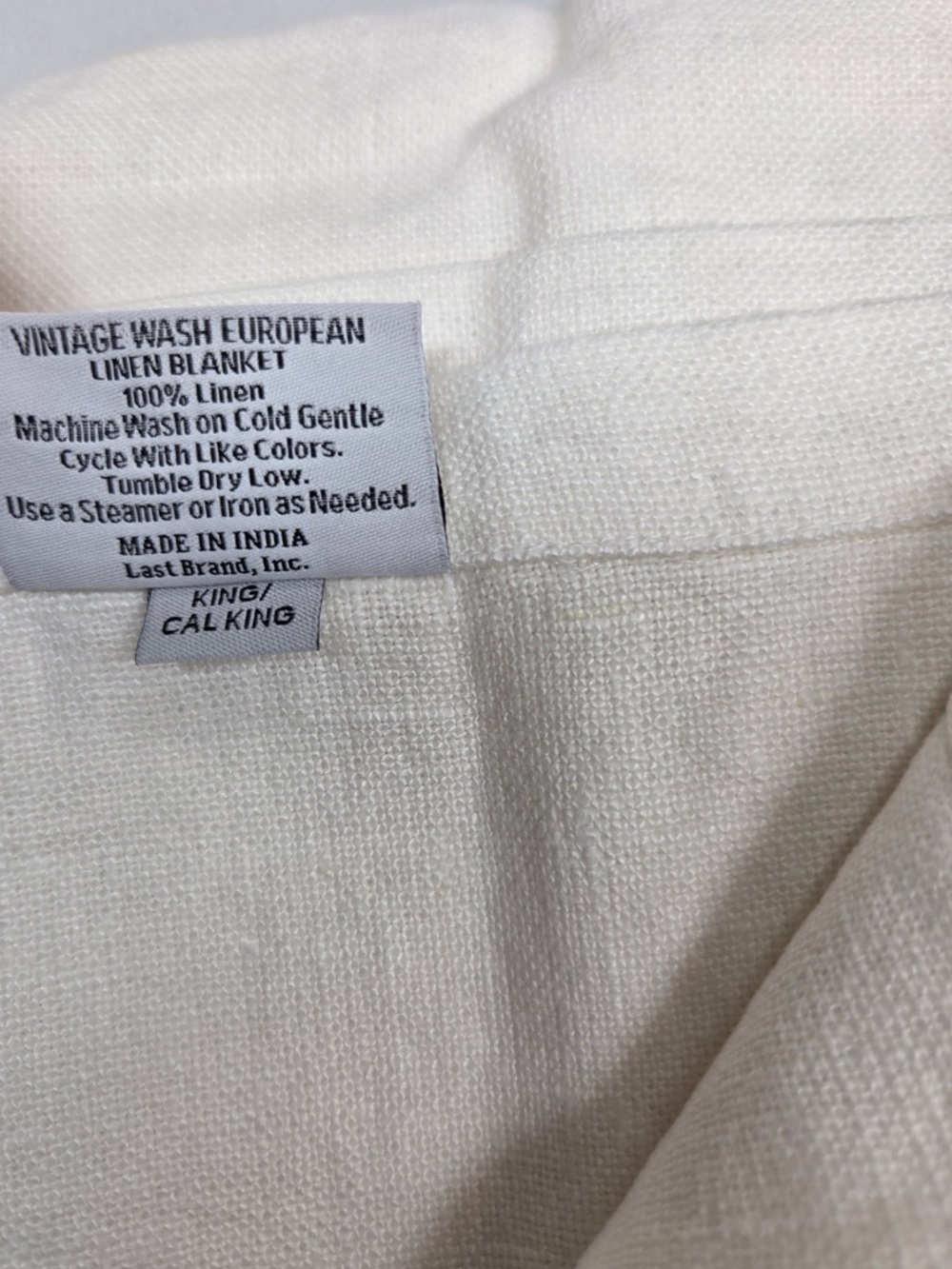 NWT QUINCE *flaw Vintage Wash European Linen Bed Cover King/Cal King Ivory 9168 - Picture 8 of 12